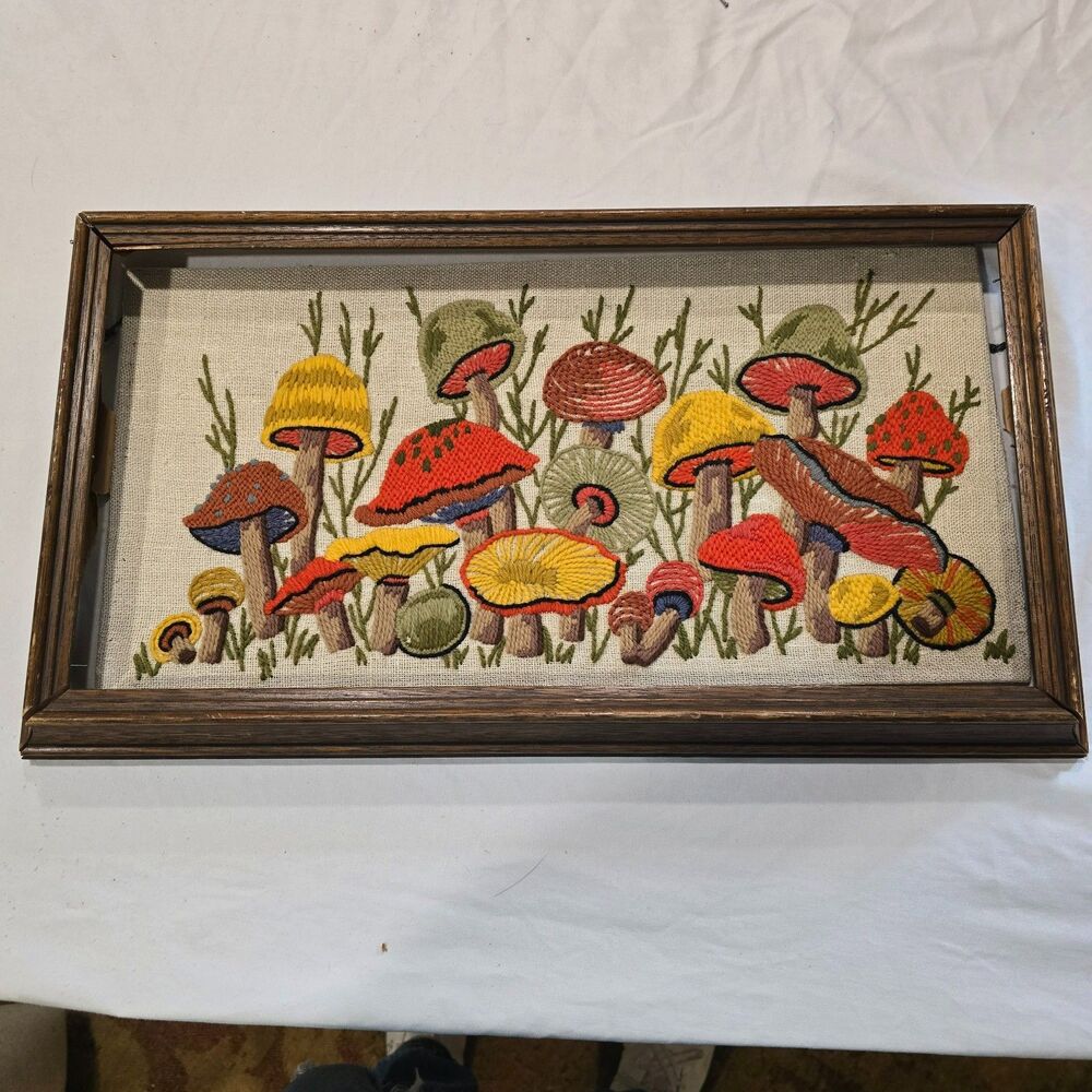 Vintage Mushrooms Crewel Embroidery by WonderArt Stitchery